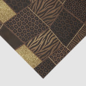 Patchwork-Afrika-Tierdruck | Braun & Gold Seidenpapier (Ausschnitt)