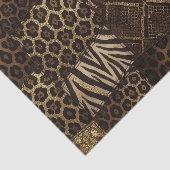 Patchwork-Afrika-Tierdruck | Braun & Gold Seidenpapier (Ausschnitt)