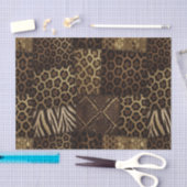 Patchwork-Afrika-Tierdruck | Braun & Gold Seidenpapier (Handwerk)