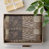 Patchwork-Afrika-Tierdruck | Braun & Gold Seidenpapier (Geschenk)