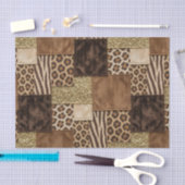 Patchwork-Afrika-Tierdruck | Braun & Gold Seidenpapier (Handwerk)