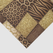 Patchwork-Afrika-Tierdruck | Braun & Gold Seidenpapier (Ausschnitt)