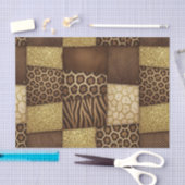 Patchwork-Afrika-Tierdruck | Braun & Gold Seidenpapier (Handwerk)