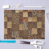 Patchwork-Afrika-Tierdruck | Braun & Gold Seidenpapier (Handwerk)