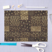 Patchwork-Afrika-Tierdruck | Braun & Gold Seidenpapier (Handwerk)