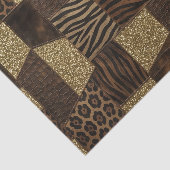Patchwork-Afrika-Tierdruck | Braun & Gold Seidenpapier (Ausschnitt)