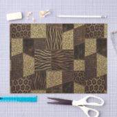 Patchwork-Afrika-Tierdruck | Braun & Gold Seidenpapier (Handwerk)