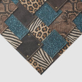 Patchwork-Afrika-Tierdruck | Braun & Türkis Seidenpapier (Ausschnitt)