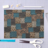 Patchwork-Afrika-Tierdruck | Braun & Türkis Seidenpapier (Handwerk)