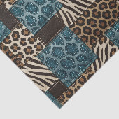 Patchwork-Afrika-Tierdruck | Braun & Türkis Seidenpapier (Ausschnitt)