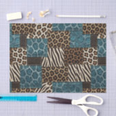 Patchwork-Afrika-Tierdruck | Braun & Türkis Seidenpapier (Handwerk)