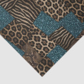 Patchwork-Afrika-Tierdruck | Braun & Türkis Seidenpapier (Ausschnitt)