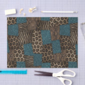 Patchwork-Afrika-Tierdruck | Braun & Türkis Seidenpapier (Handwerk)