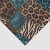 Patchwork-Afrika-Tierdruck | Braun & Türkis Seidenpapier (Ausschnitt)