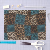 Patchwork-Afrika-Tierdruck | Braun & Türkis Seidenpapier (Handwerk)