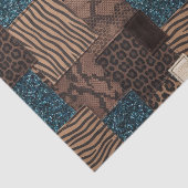 Patchwork-Afrika-Tierdruck | Braun & Türkis Seidenpapier (Ausschnitt)