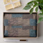 Patchwork-Afrika-Tierdruck | Braun & Türkis Seidenpapier (Geschenk)