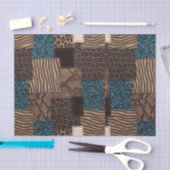 Patchwork-Afrika-Tierdruck | Braun & Türkis Seidenpapier (Handwerk)