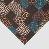 Patchwork-Afrika-Tierdruck | Braun & Türkis Seidenpapier (Ausschnitt)