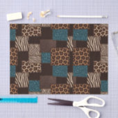 Patchwork-Afrika-Tierdruck | Braun & Türkis Seidenpapier (Handwerk)