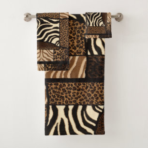 Patchwork-Afrika-Tiermuster • Bold & Cultural Badhandtuch Set