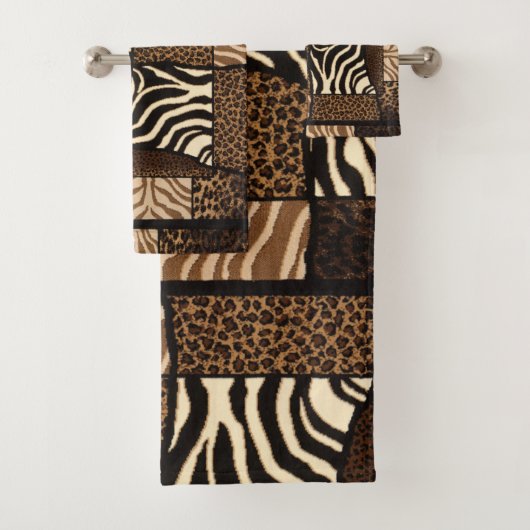 Patchwork-Afrika-Tiermuster • Bold & Cultural Badhandtuch Set (Insitu)
