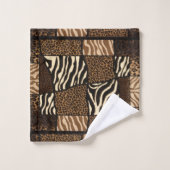 Patchwork-Afrika-Tiermuster • Bold & Cultural Badhandtuch Set (Waschlappen)