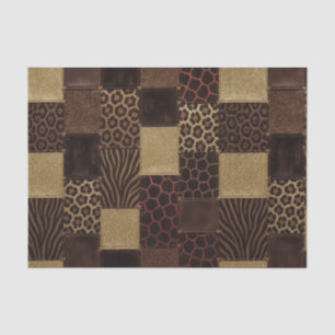 Patchwork Afrika-Tierprint Braun & Gold Seidenpapier