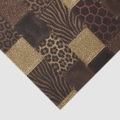 Patchwork Afrika-Tierprint | Braun & Gold Seidenpapier (Ausschnitt)