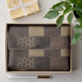 Patchwork Afrika-Tierprint | Braun & Gold Seidenpapier (Geschenk)