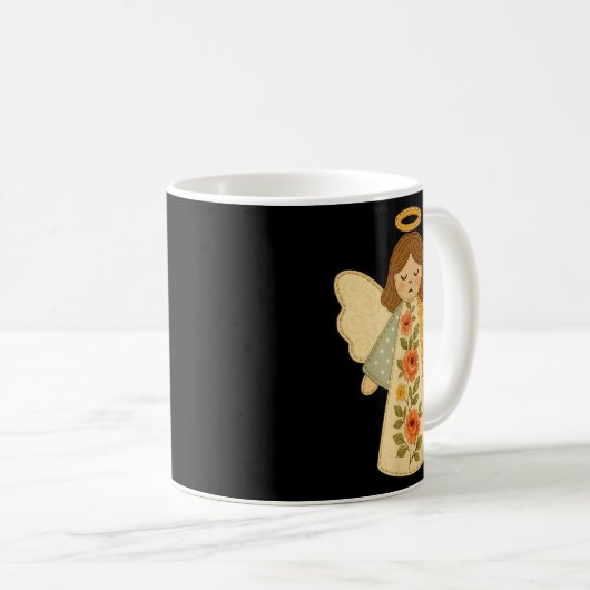 Patchwork Angel Cozy Christmas & Christian Des Kaffeetasse (VorderseiteRechts)