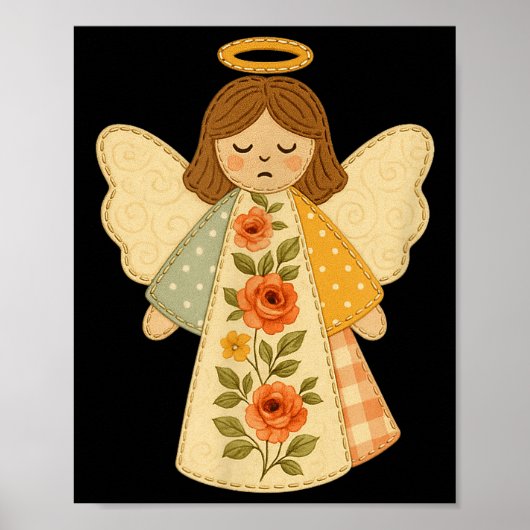 Patchwork Angel Cozy Christmas & Christian Des Poster (Vorne)