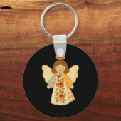 Patchwork Angel Cozy Christmas & Christian Des Schlüsselanhänger (Vorderseite)