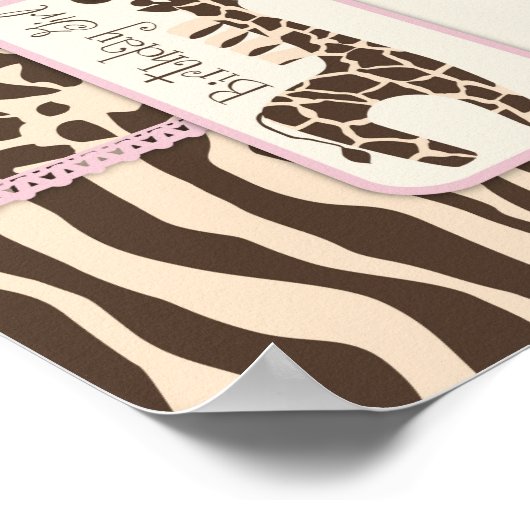 Patchwork Animal Prints & Giraffe Birthday Banner Poster (Ecke)