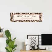 Patchwork Animal Prints & Giraffe Birthday Banner Poster (Heimbüro)