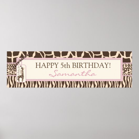 Patchwork Animal Prints & Giraffe Birthday Banner Poster (Vorne)