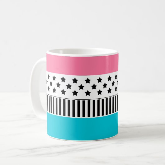 Patchwork aus mehrfarbigen Stoffstreifen i Kaffeetasse (Vorderseite Links)