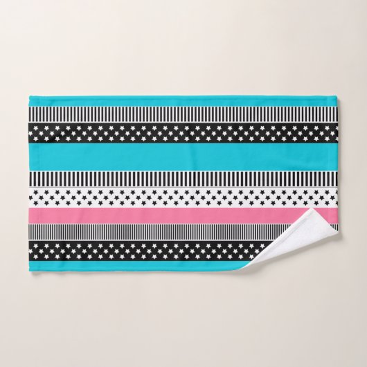 Patchwork aus mehrfarbigen Streifen aus Stoff i Badhandtuch Set (Handtuch)