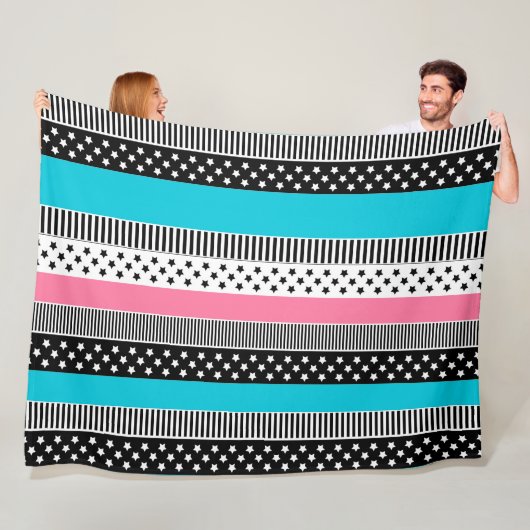 Patchwork aus mehrfarbigen Streifen aus Stoff i Fleecedecke (Beispiel)