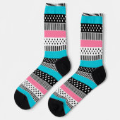 Patchwork aus mehrfarbigen Streifen aus Stoff i Socken (Linkes Detail)