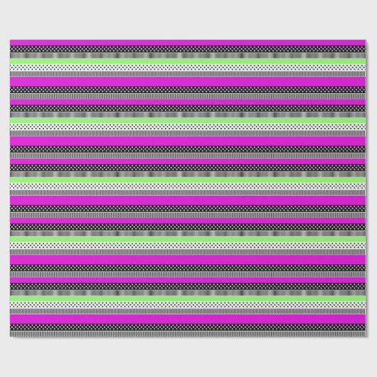 Patchwork aus schwarz-weiß und neonfarbenen Streif Geschenkpapier (Flach)