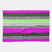 Patchwork aus schwarz-weiß und neonfarbenen Streif Geschirrtuch (Horizontal)