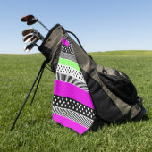 Patchwork aus schwarz-weiß und neonfarbenen Streif Golfhandtuch (Gras)