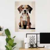 Patchwork-Beagle - Geometrischer Hund Poster (Heimbüro)