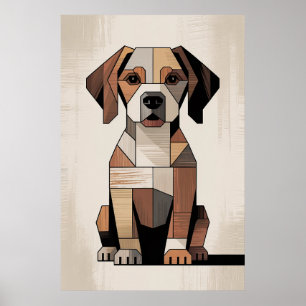 Patchwork-Beagle - Geometrischer Hund Poster