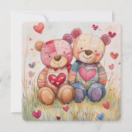 Patchwork Bears Valentine Feiertagskarte