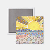 Patchwork-Berg-Sonnenaufgang Magnet (Vorderseite/Rückseite)