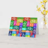 Patchwork Bicycles Art Karte (Gelbe Blume)