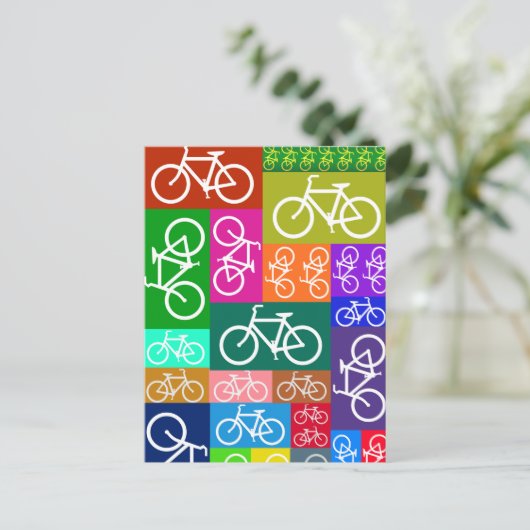 Patchwork Bicycles Art Postkarte (Stehend Vorderseite)