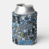 Patchwork Blaue Blumen: Nahtlose Stoffe. Dosenkühler (Kanne Vorderseite)